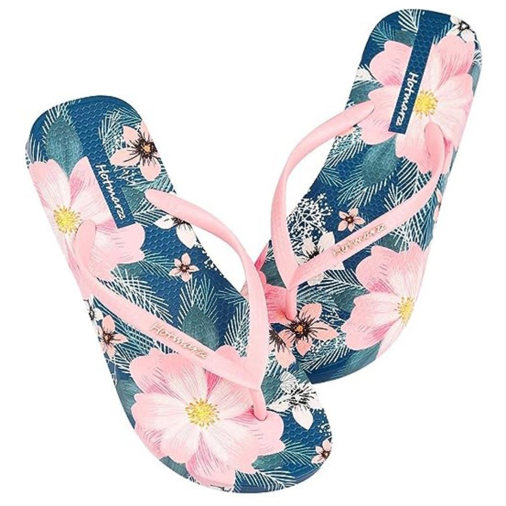 Hotmarzz Women Flower Sandals Colorful Flip Flops Beach Slippers - Pink